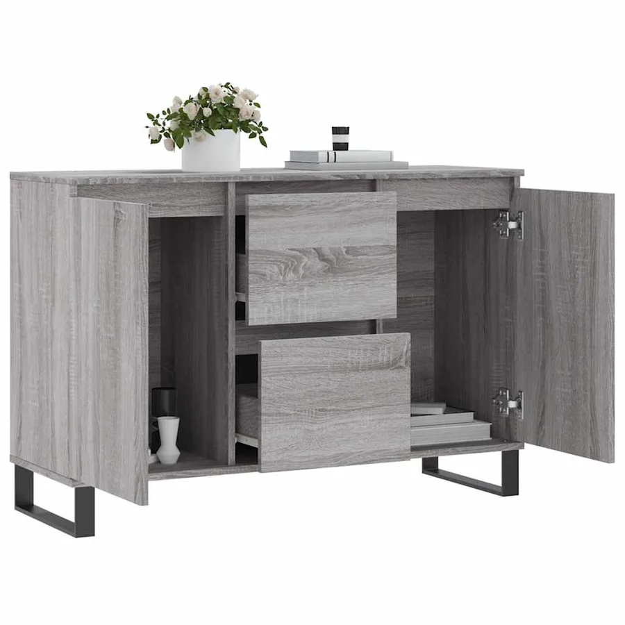Buffet sonoma gris 101,5x35x70 cm bois d'ingénierie - 4