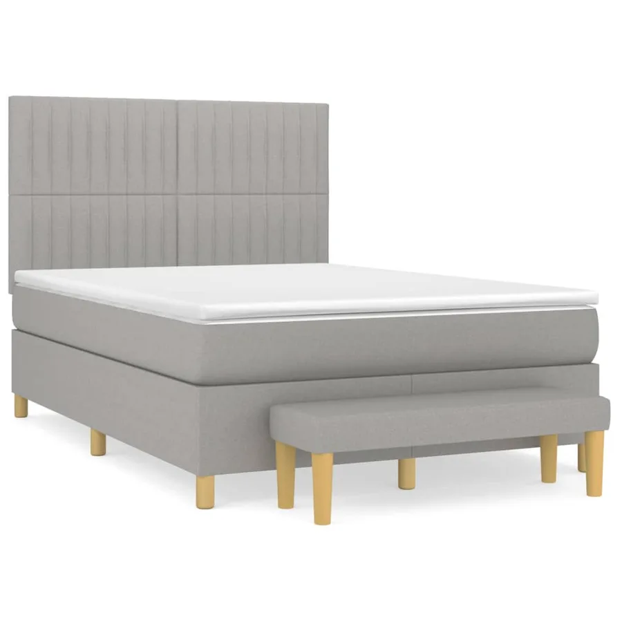 Sommier à lattes de lit avec matelas Gris clair 140x200cm Tissu - 2