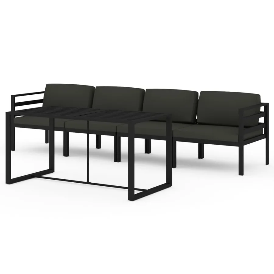 Salon de jardin 5 pcs avec coussins Aluminium Anthracite - 2