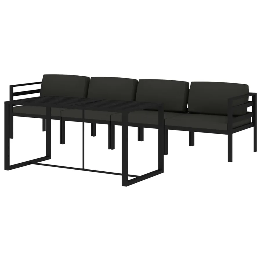 Salon de jardin 5 pcs avec coussins Aluminium Anthracite - 3