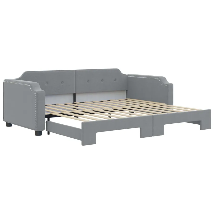 Lit de jour avec gigogne sans matelas gris clair 90x200 cm - 2