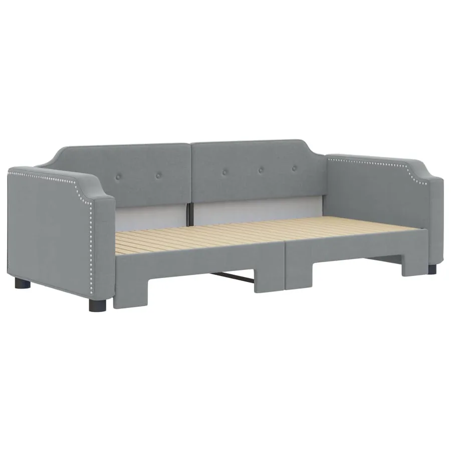 Lit de jour avec gigogne sans matelas gris clair 90x200 cm - 3