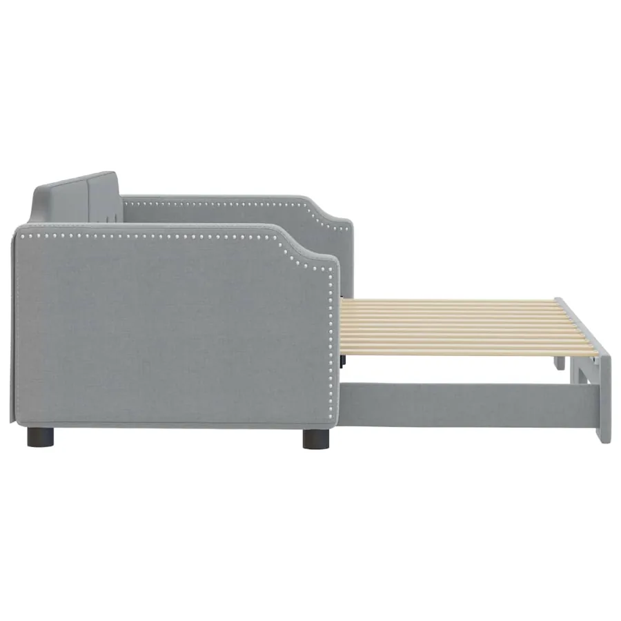 Lit de jour avec gigogne sans matelas gris clair 90x200 cm - 4