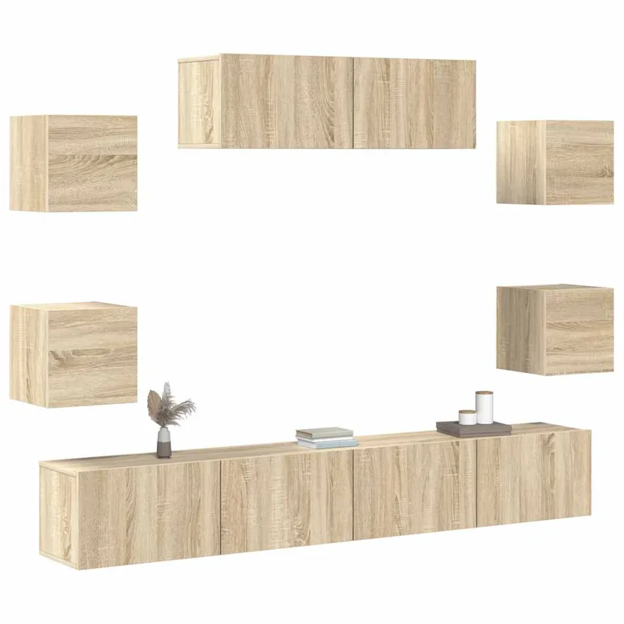 Ensemble de meubles TV 7 pcs Chêne sonoma Bois d'ingénierie - 7