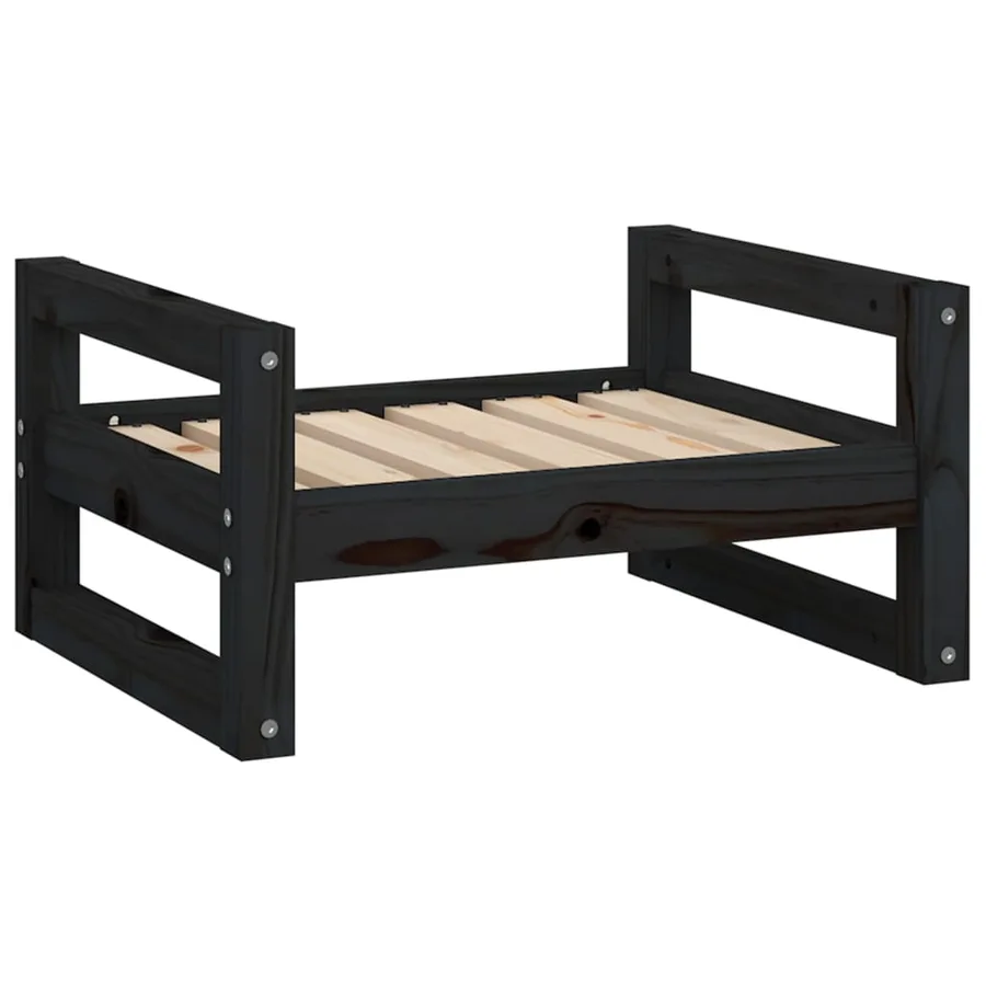 Lit pour chien Noir 55,5x45,5x28 cm Bois de pin solide - 2
