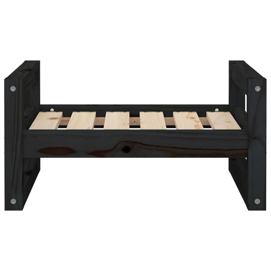 Lit pour chien Noir 55,5x45,5x28 cm Bois de pin solide - 5