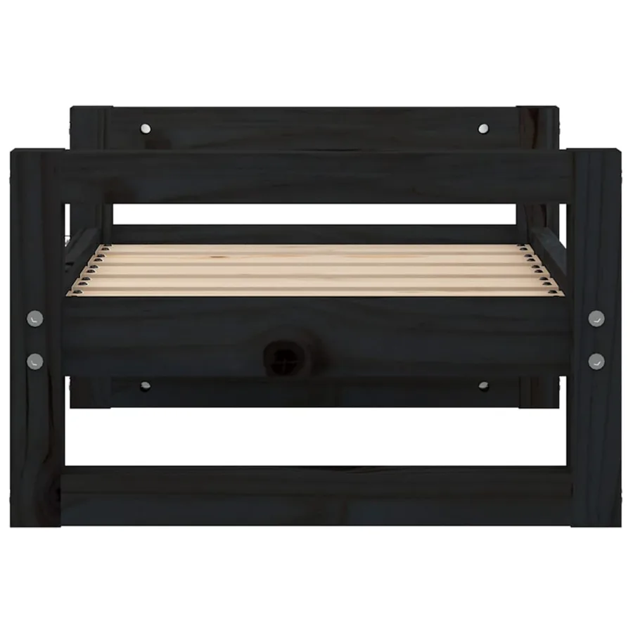 Lit pour chien Noir 55,5x45,5x28 cm Bois de pin solide - 6