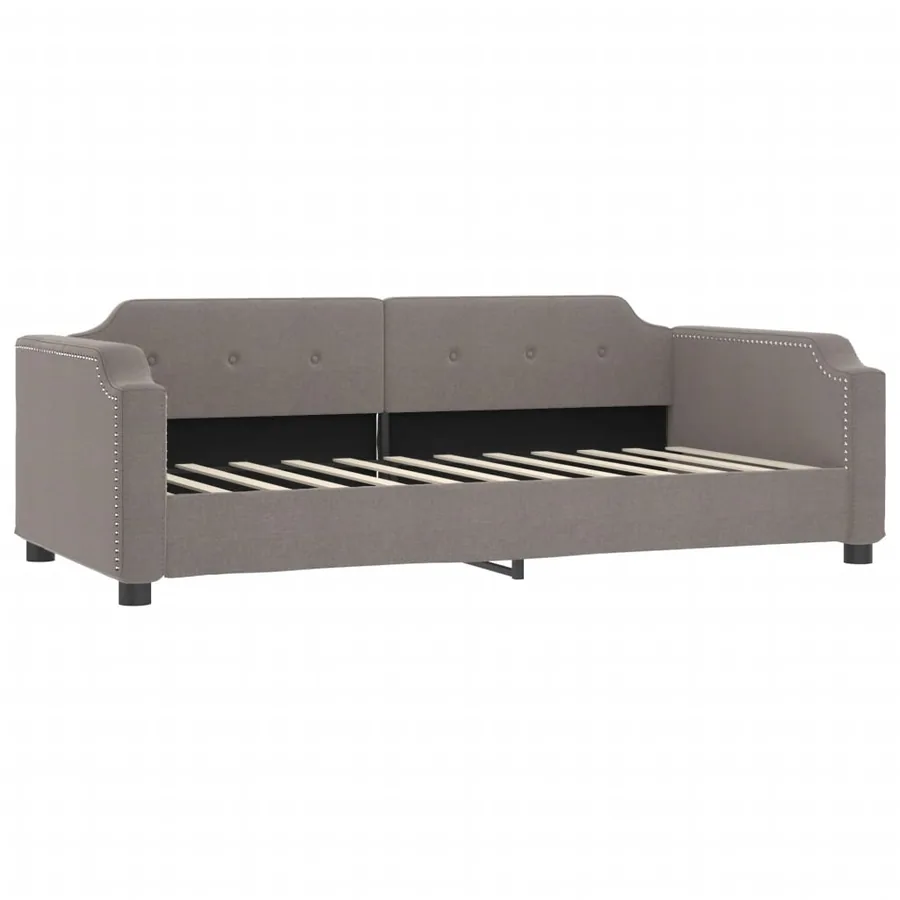 Lit de jour avec gigogne et matelas taupe 100x200 cm tissu - 4