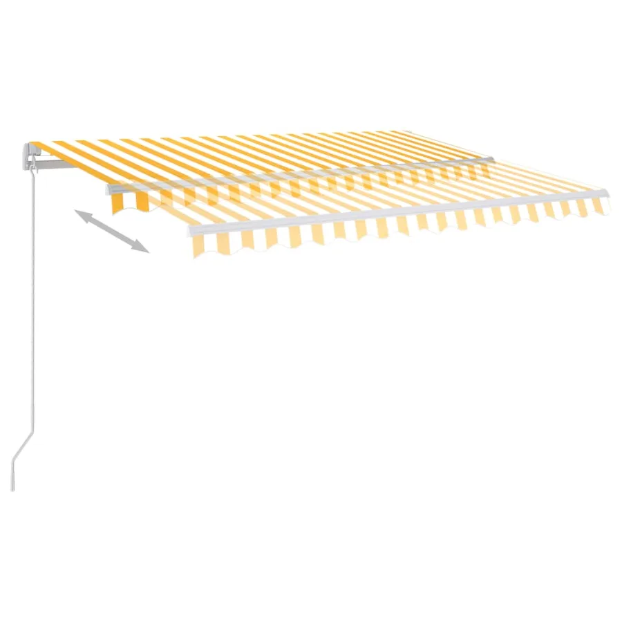 Auvent manuel rétractable avec LED 300x250 cm Jaune et blanc - 6