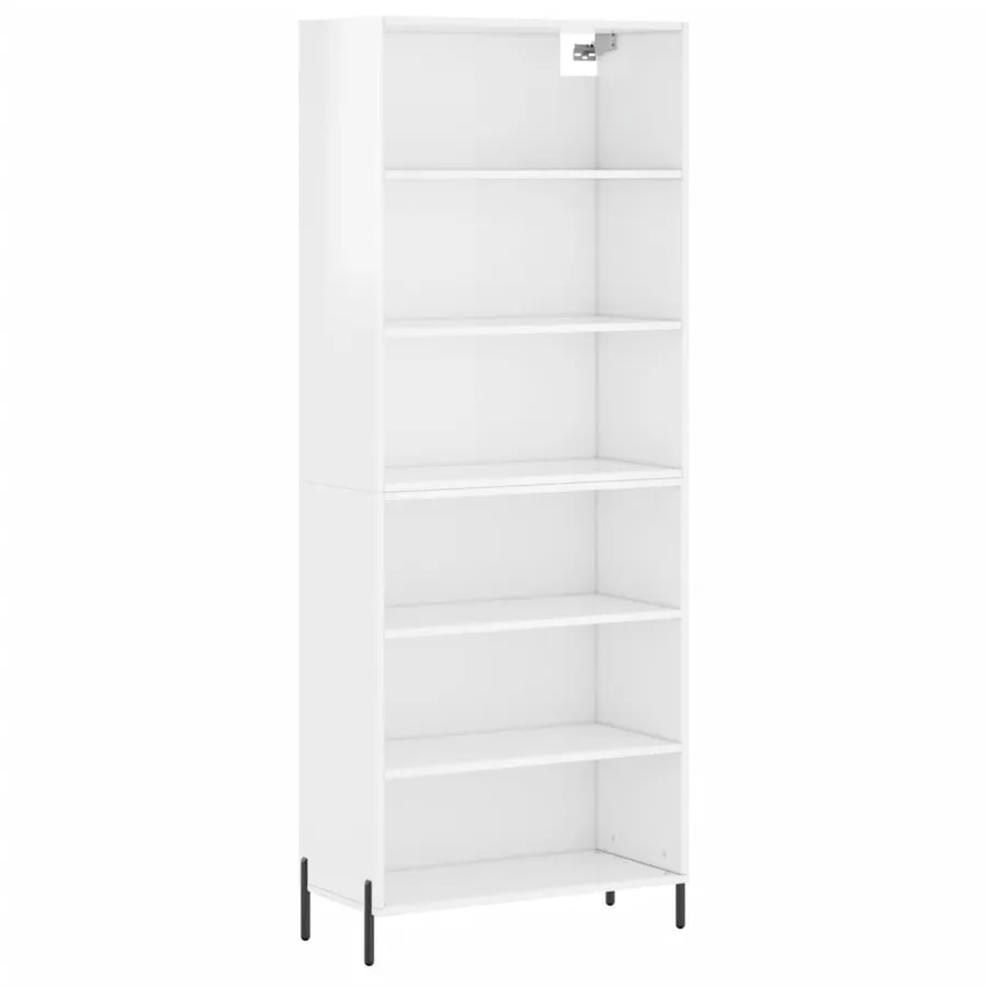 Buffet blanc brillant 69,5x32,5x180 cm bois d'ingénierie - 2