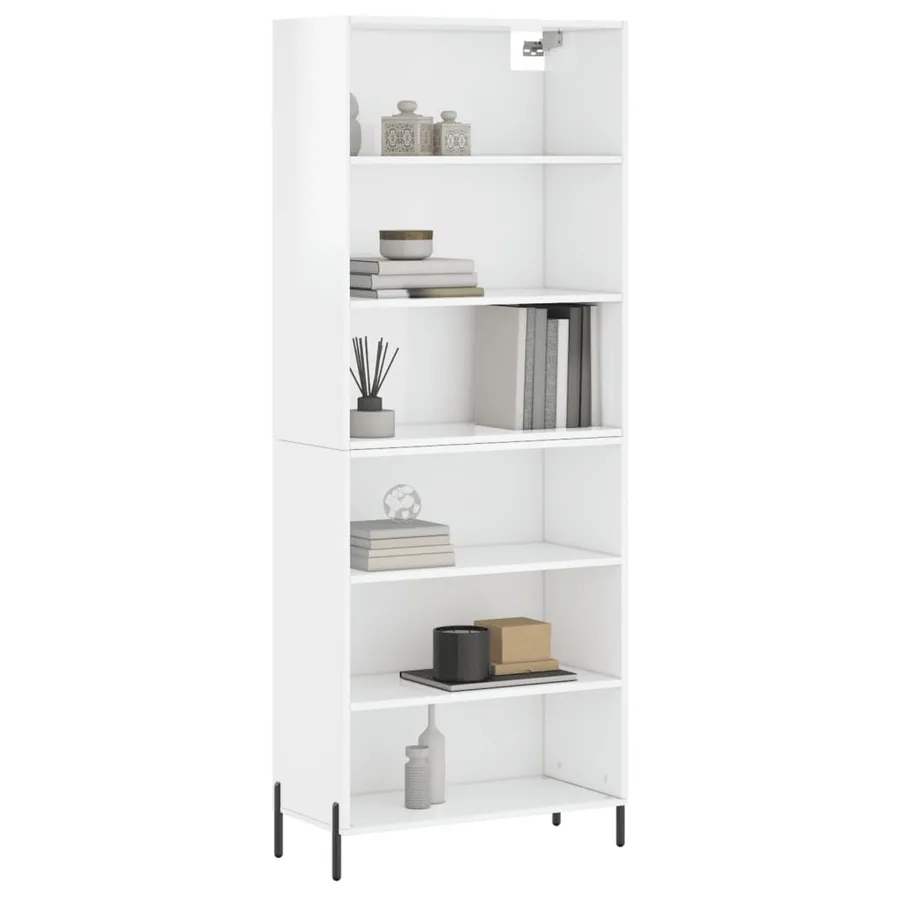 Buffet blanc brillant 69,5x32,5x180 cm bois d'ingénierie - 3