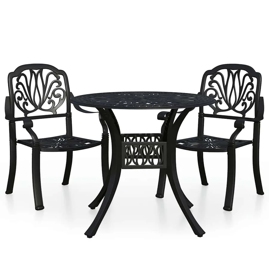 Ensemble de bistro 3 pcs Aluminium coulé Noir - 2