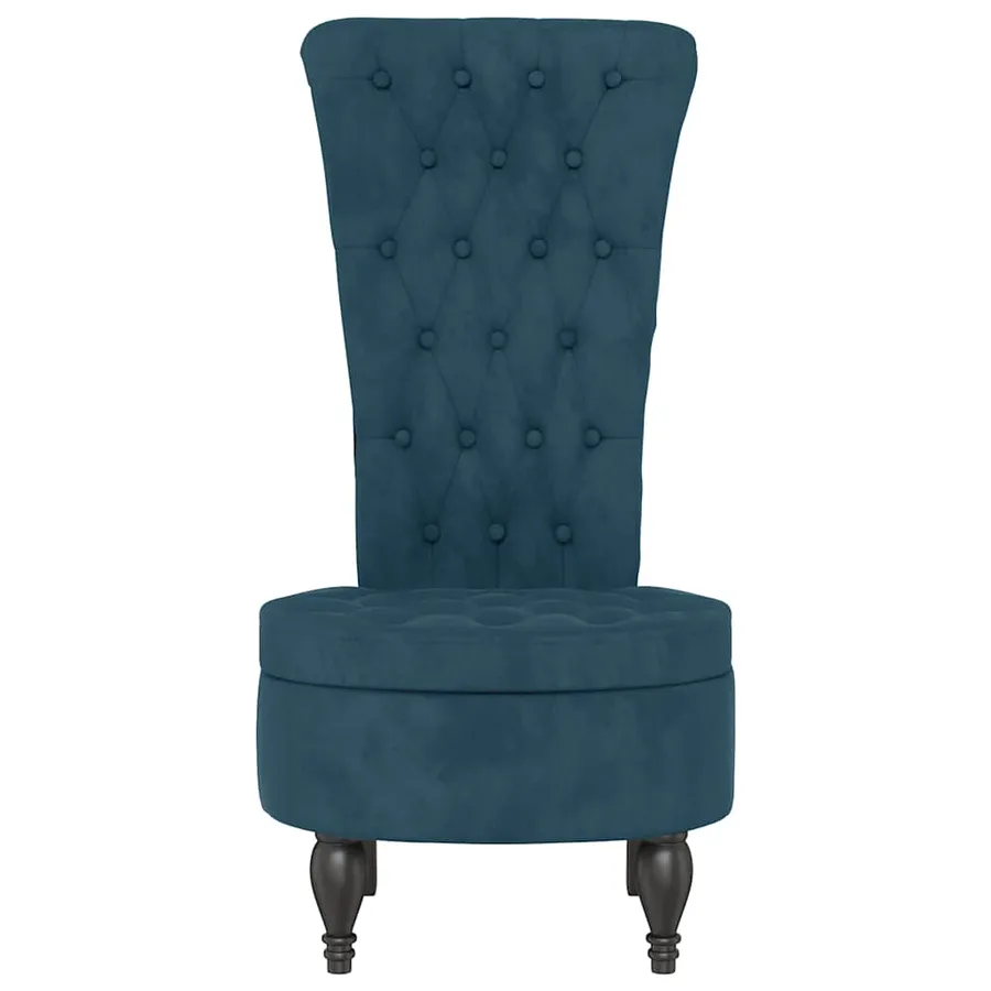 Chaise à dossier haut bleu velours conception de bouton - 3