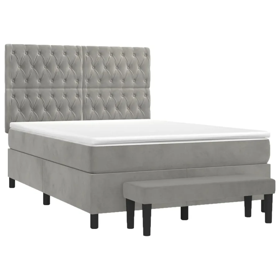 Sommier à lattes de lit et matelas Gris clair 140x200cm Velours - 3