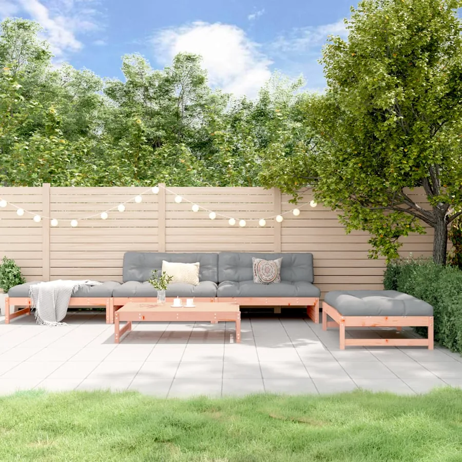 Salon de jardin 5 pcs avec coussins bois massif douglas