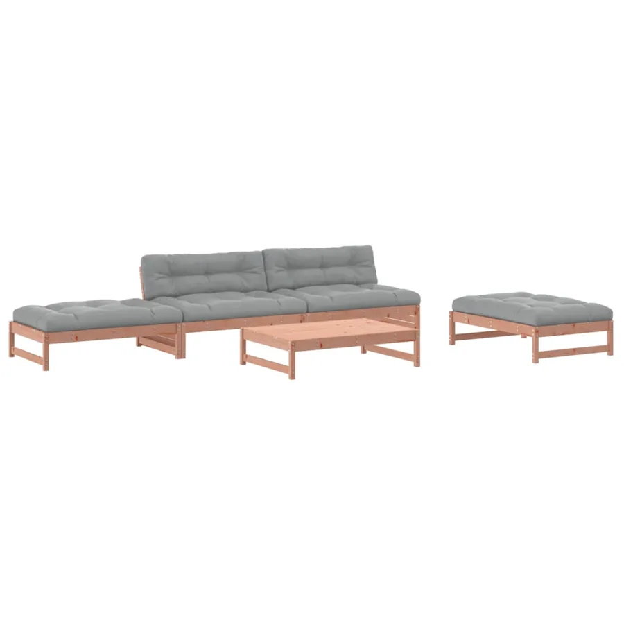 Salon de jardin 5 pcs avec coussins bois massif douglas - 2