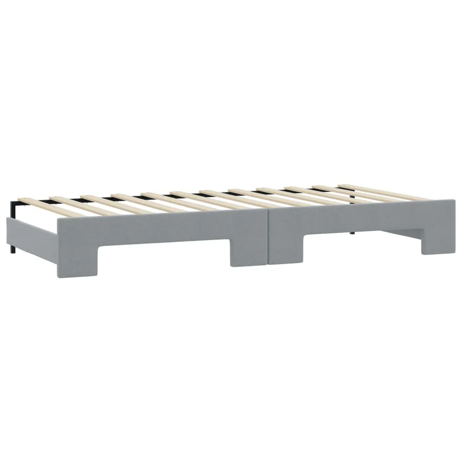 Lit de jour avec gigogne et matelas gris clair 100x200 cm tissu - 5
