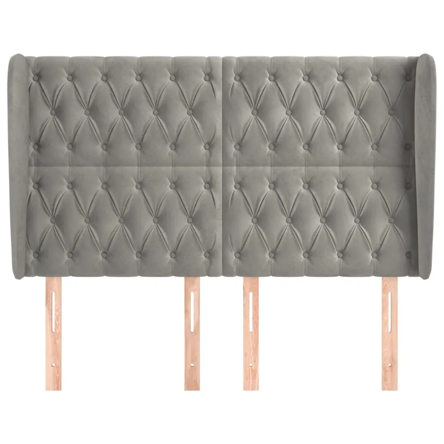 Tête de lit avec oreilles Gris clair 147x23x118/128 cm Velours - 3