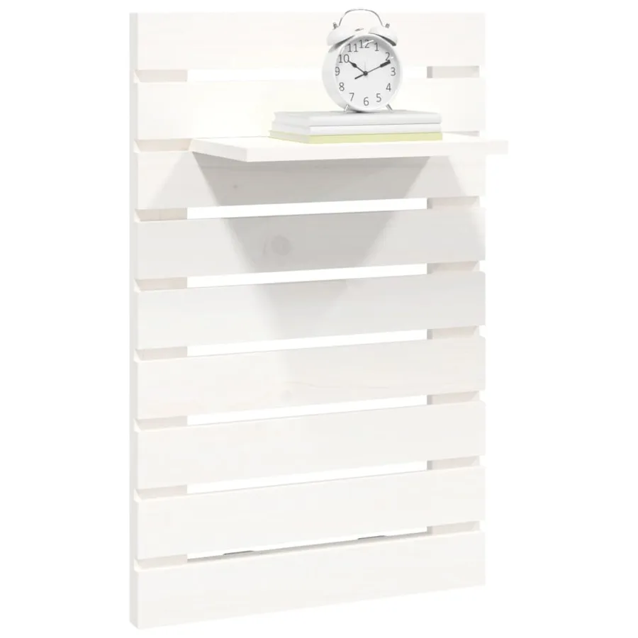 Étagères de chevet murales 2 pcs Blanc Bois de pin massif - 4