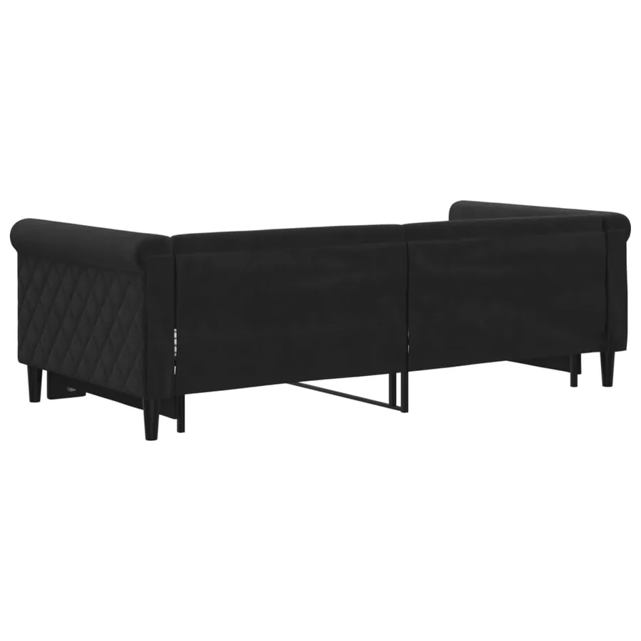 Lit de jour avec lit gigogne noir 90x190 cm velours - 5