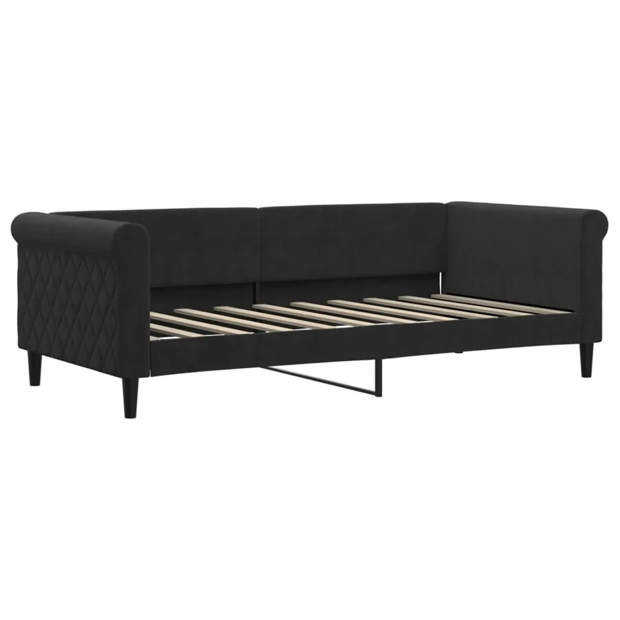 Lit de jour avec lit gigogne noir 90x190 cm velours - 6