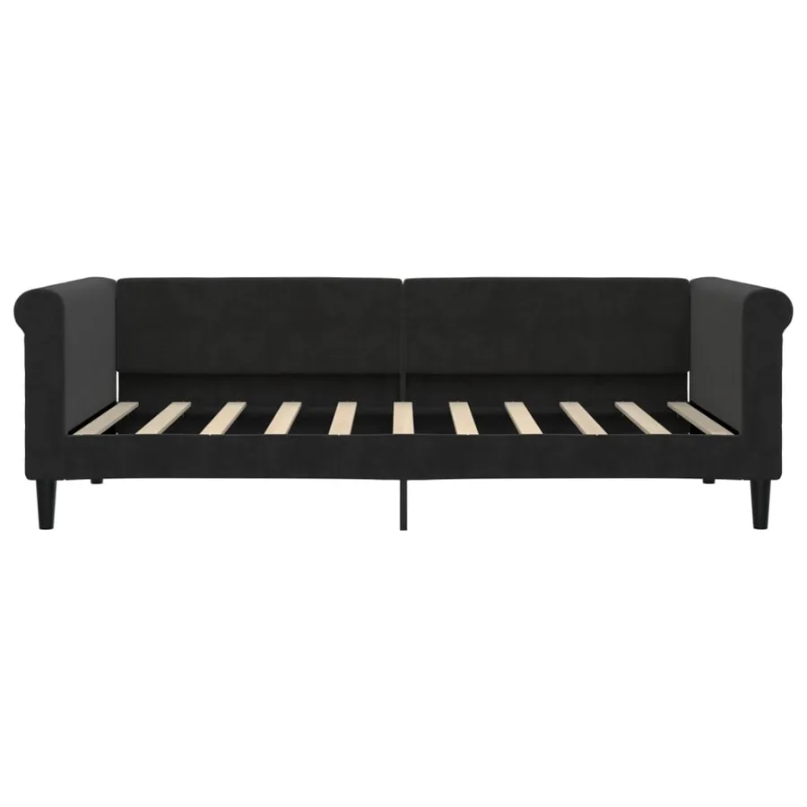 Lit de jour avec lit gigogne noir 90x190 cm velours - 7