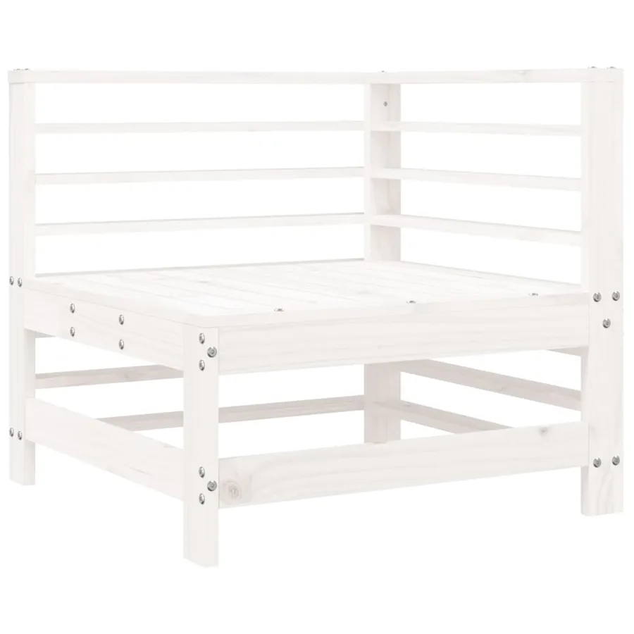 Canapé d'angle avec coussins blanc bois de pin solide - 6