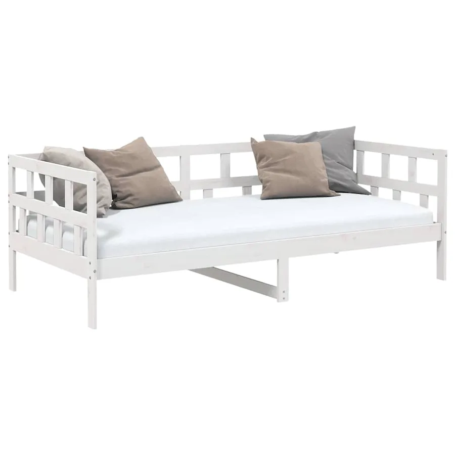 Lit de jour sans matelas blanc bois de pin massif 90x200 cm - 3