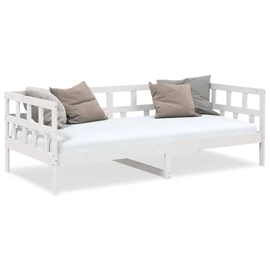 Lit de jour sans matelas blanc bois de pin massif 90x200 cm - 4