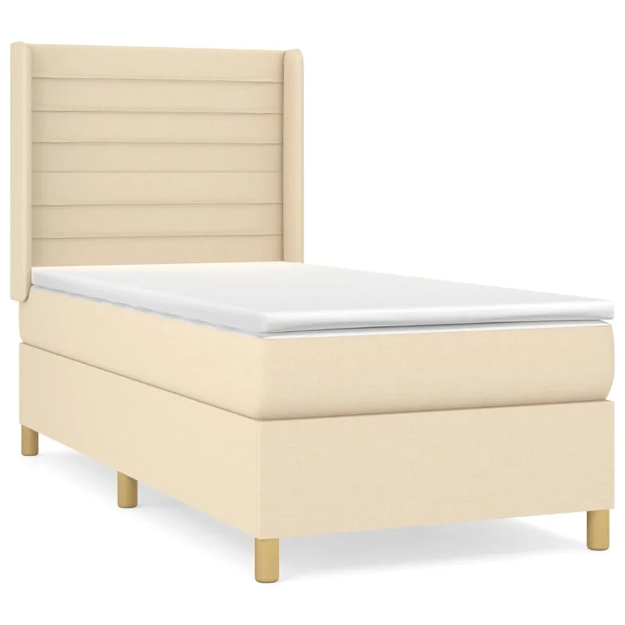 Sommier à lattes de lit avec matelas Crème 90x200 cm Tissu - 2