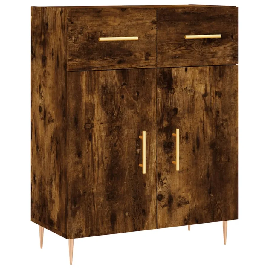 Buffet chêne fumé 69,5x34x90 cm bois d'ingénierie - 2