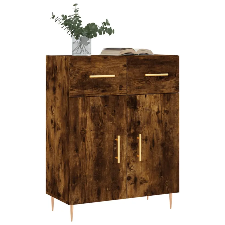Buffet chêne fumé 69,5x34x90 cm bois d'ingénierie - 3