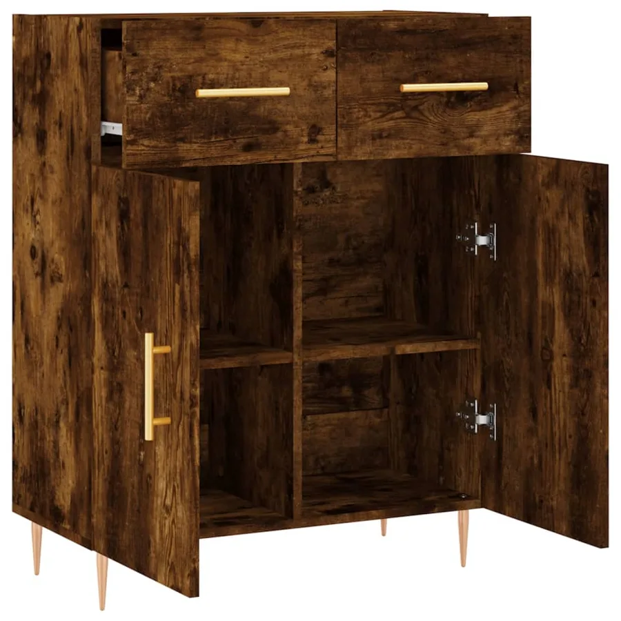 Buffet chêne fumé 69,5x34x90 cm bois d'ingénierie - 5