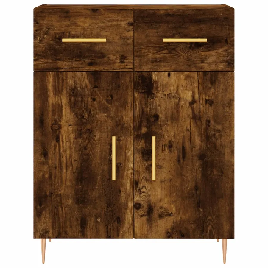 Buffet chêne fumé 69,5x34x90 cm bois d'ingénierie - 6