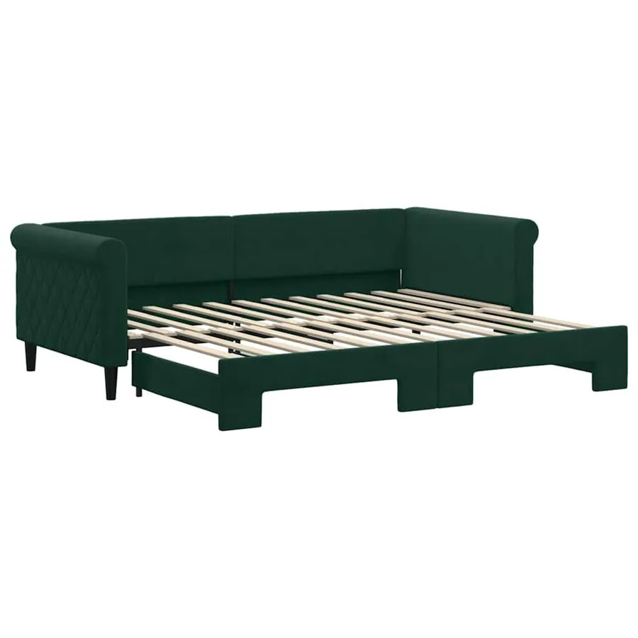 Lit de jour avec gigogne sans matelas vert foncé 90x200 cm - 2