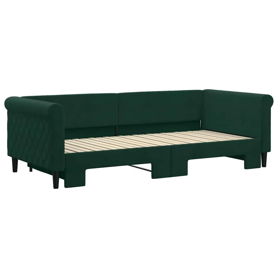 Lit de jour avec gigogne sans matelas vert foncé 90x200 cm - 3