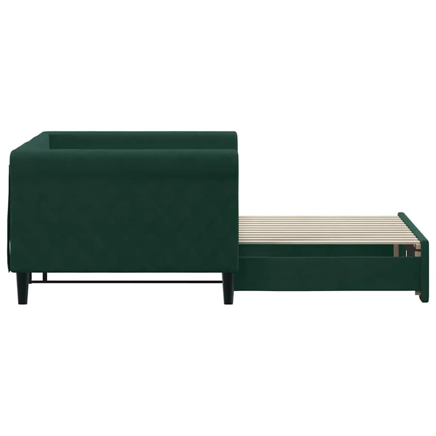 Lit de jour avec gigogne sans matelas vert foncé 90x200 cm - 4