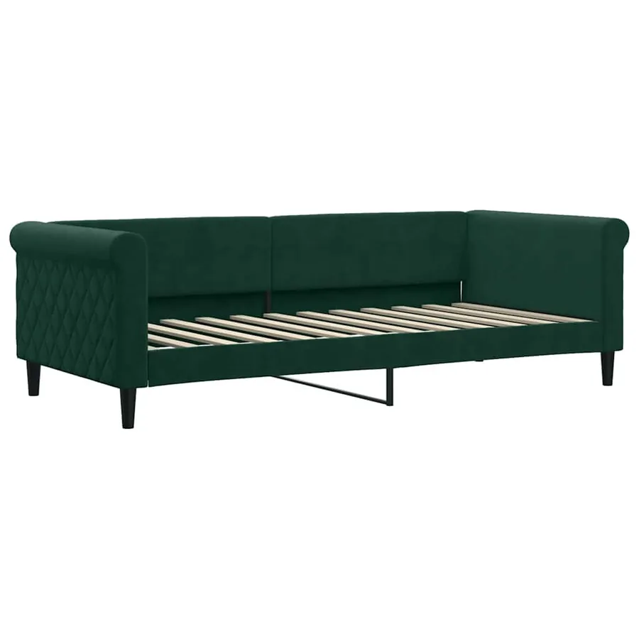 Lit de jour avec gigogne sans matelas vert foncé 90x200 cm - 6
