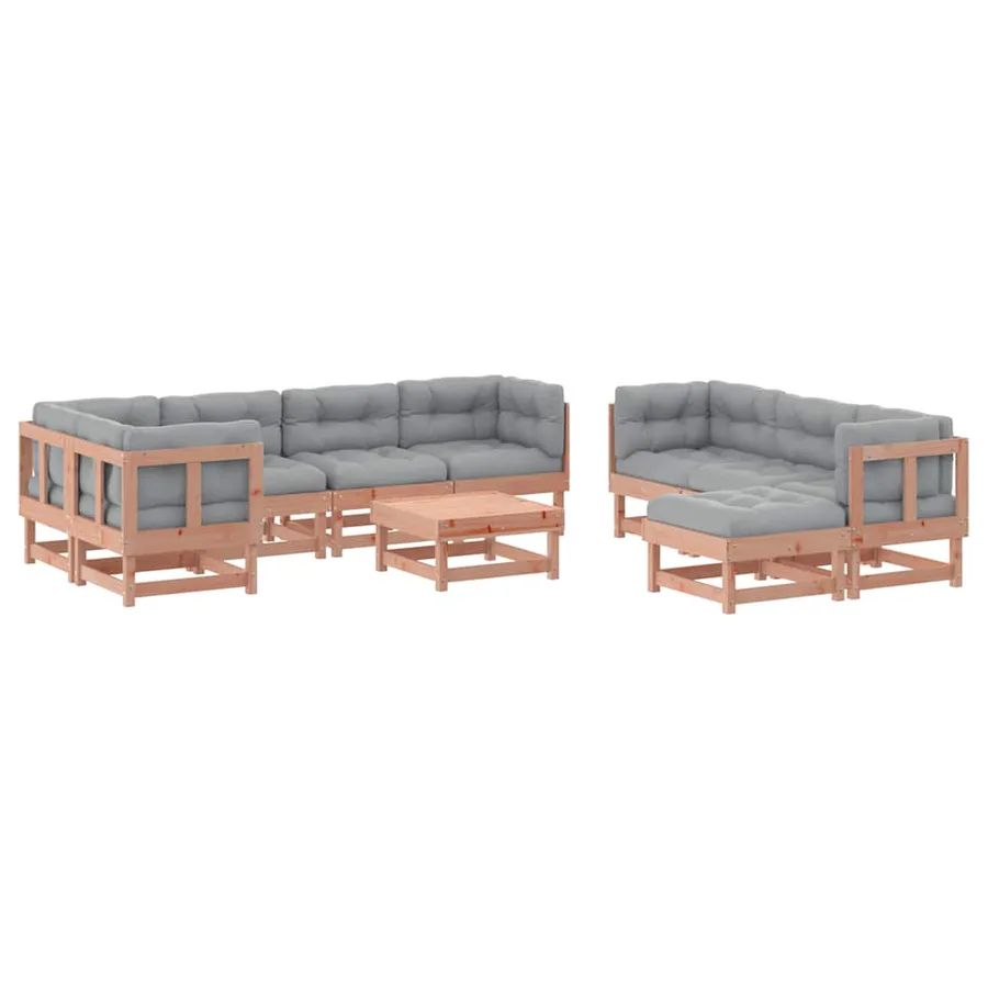 Salon de jardin 10 pcs avec coussins bois massif douglas - 2