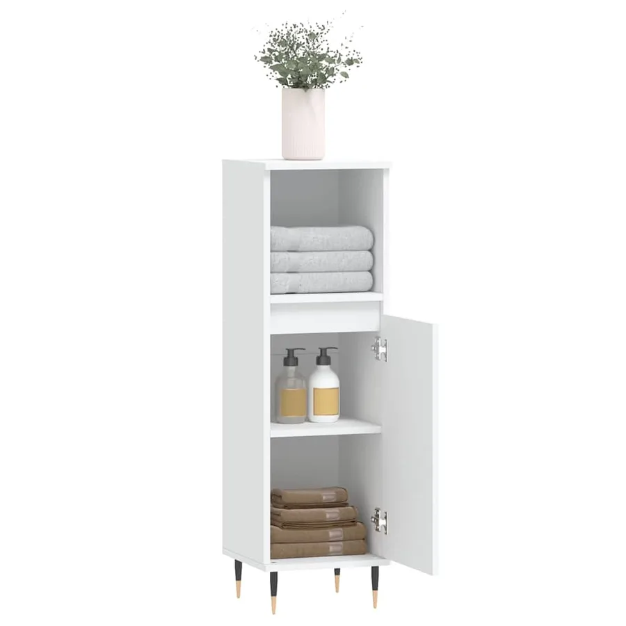 Armoire de salle de bain blanc 30x30x100 cm bois d'ingénierie - 4