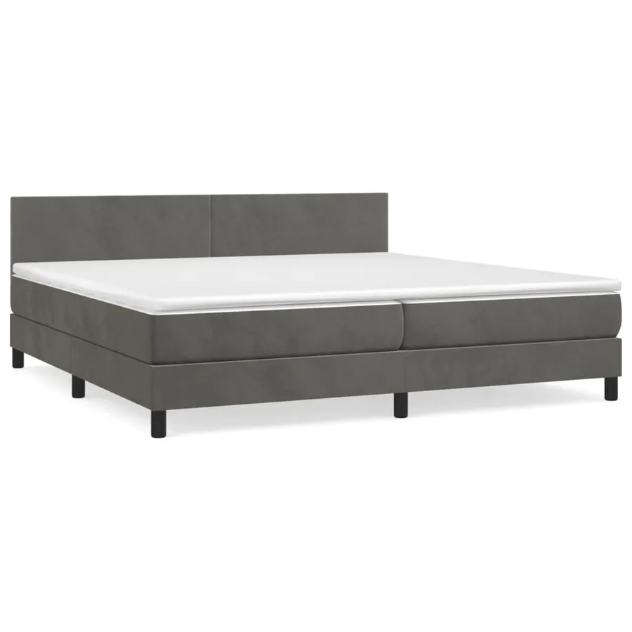 Sommier à lattes de lit et matelas Gris foncé 200x200cm Velours - 2