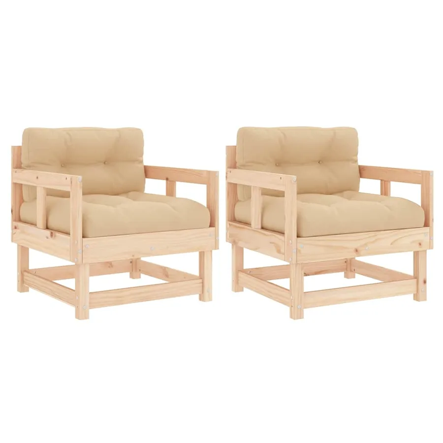 Chaises de jardin avec coussins lot de 2 bois de pin massif - 2