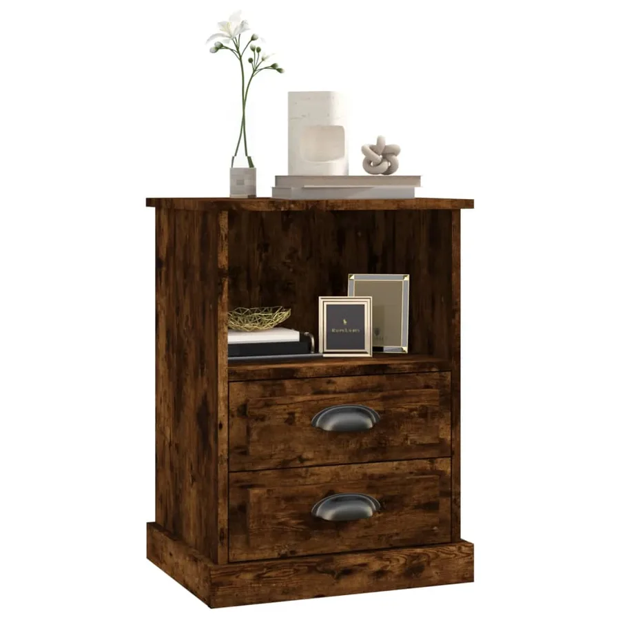 Table de chevet chêne fumé 43x36x60 cm - 4