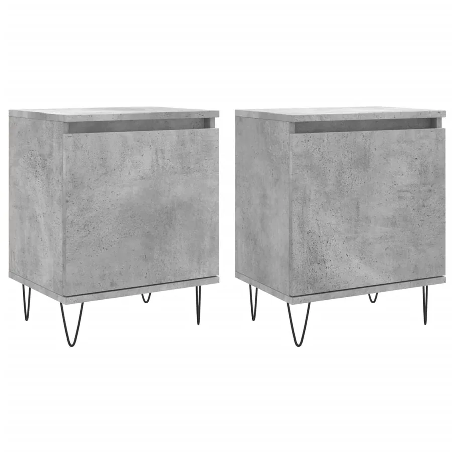 Tables de chevet 2 pcs gris béton 40x30x50 cm bois d'ingénierie - 2
