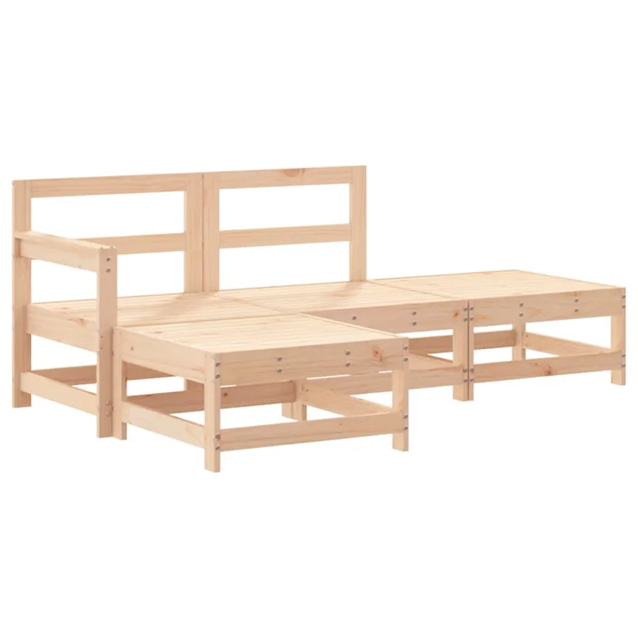 Salon de jardin 4 pcs avec coussins bois massif - 3