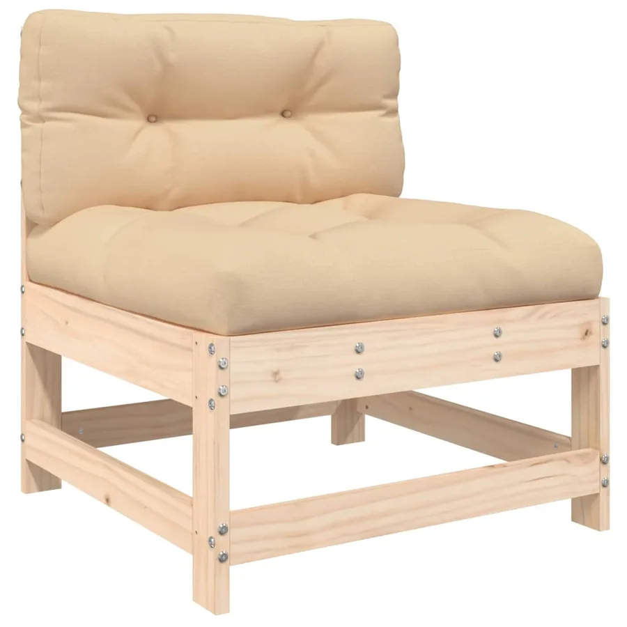Salon de jardin 4 pcs avec coussins bois massif - 4