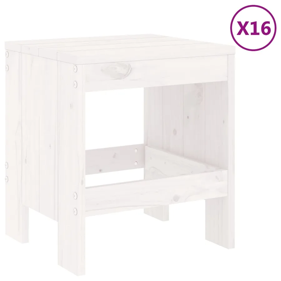 Ensemble à manger de jardin 17 pcs blanc bois massif de pin - 3
