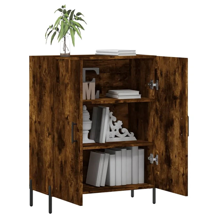 Buffet chêne fumé 69,5x34x90 cm bois d'ingénierie - 4