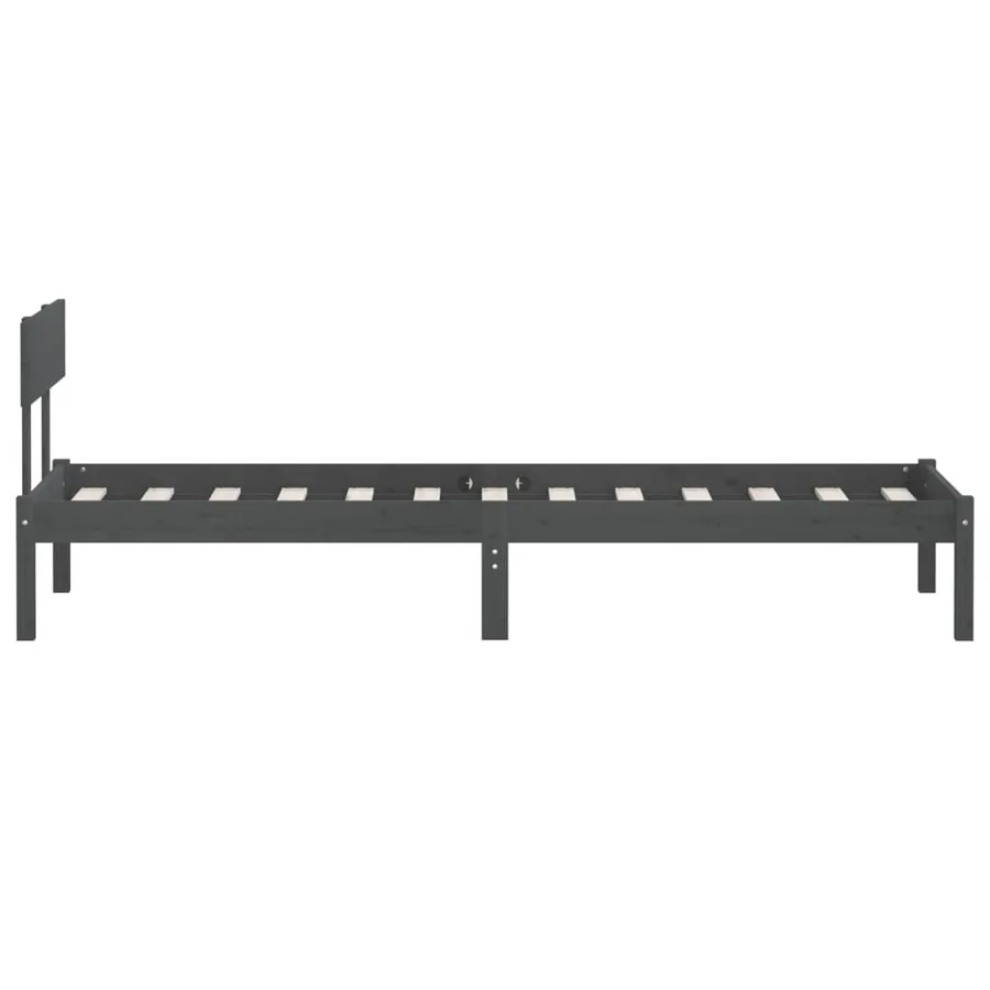 Cadre de lit sans matelas gris bois massif 100x200 cm - 5