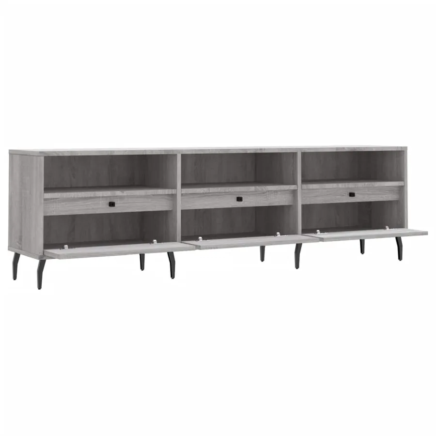 Meuble TV sonoma gris 150x30x44,5 cm bois d'ingénierie - 6